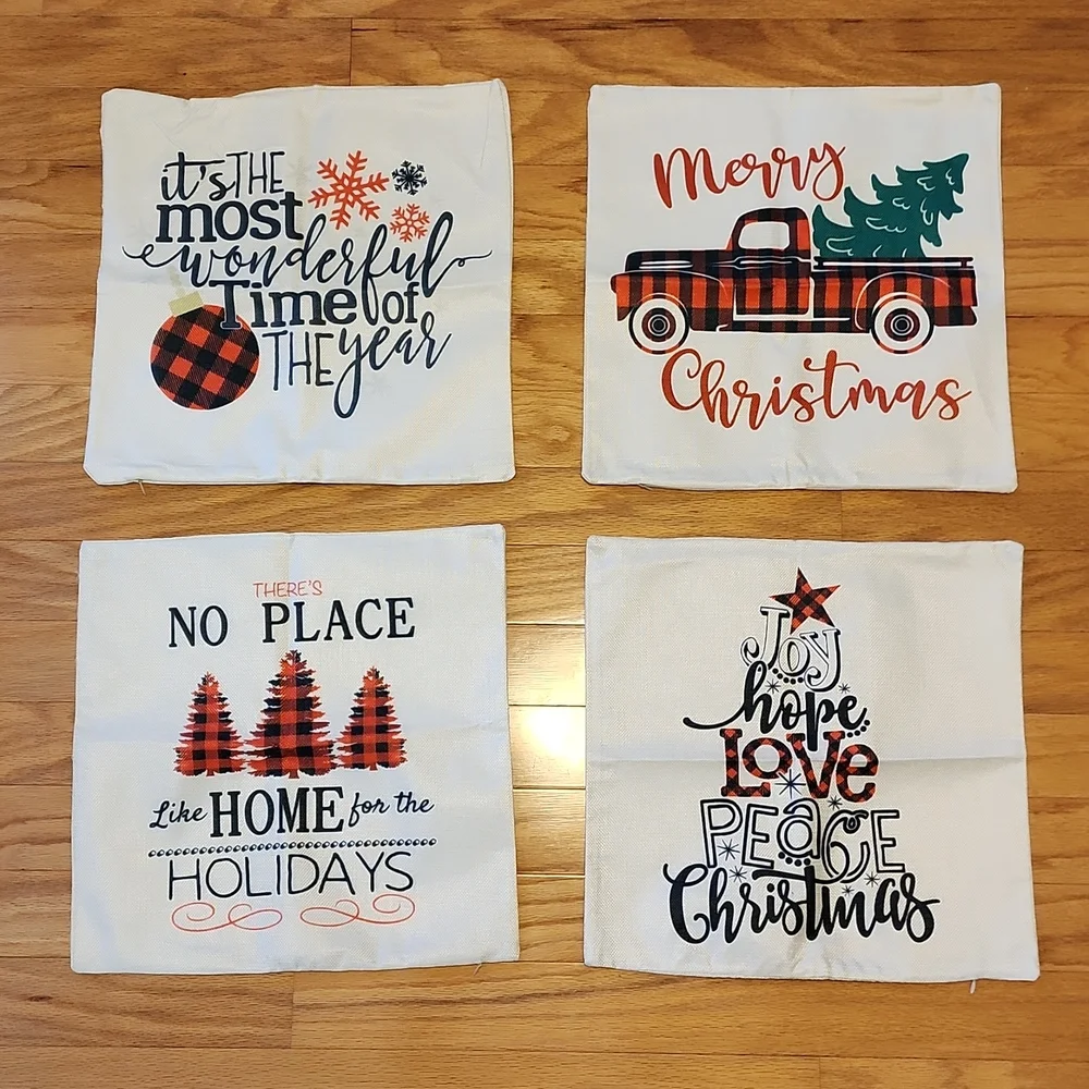 Throw Pillow Covers for Christmas NEW 4 Pack